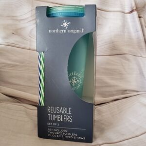 Northern Original Reusable Tumblers Set Of 2 Earth Day Paper Store Green Blue